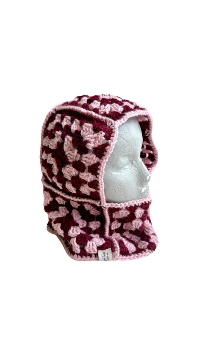 Maroon and Blush Hand Crochet Balaclava - Made X Hudson