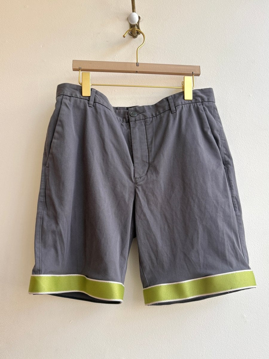 "Albin" Green and Taupe Trim Grey Dress Shorts (Reworked) - Made X Hudson