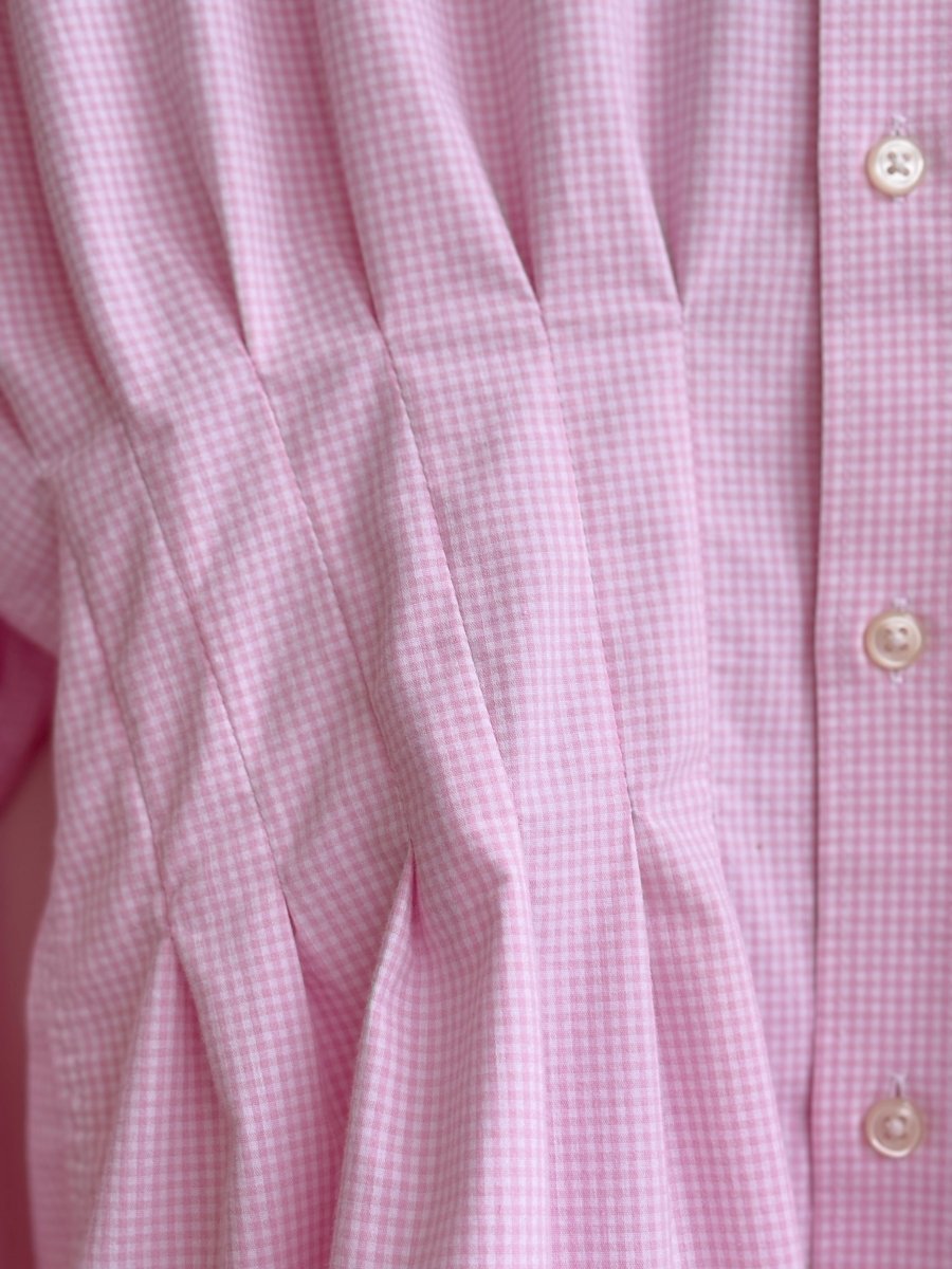Kevin Dress | Pale Pink Mini Check Shirt Dress (Reworked) - Made X Hudson