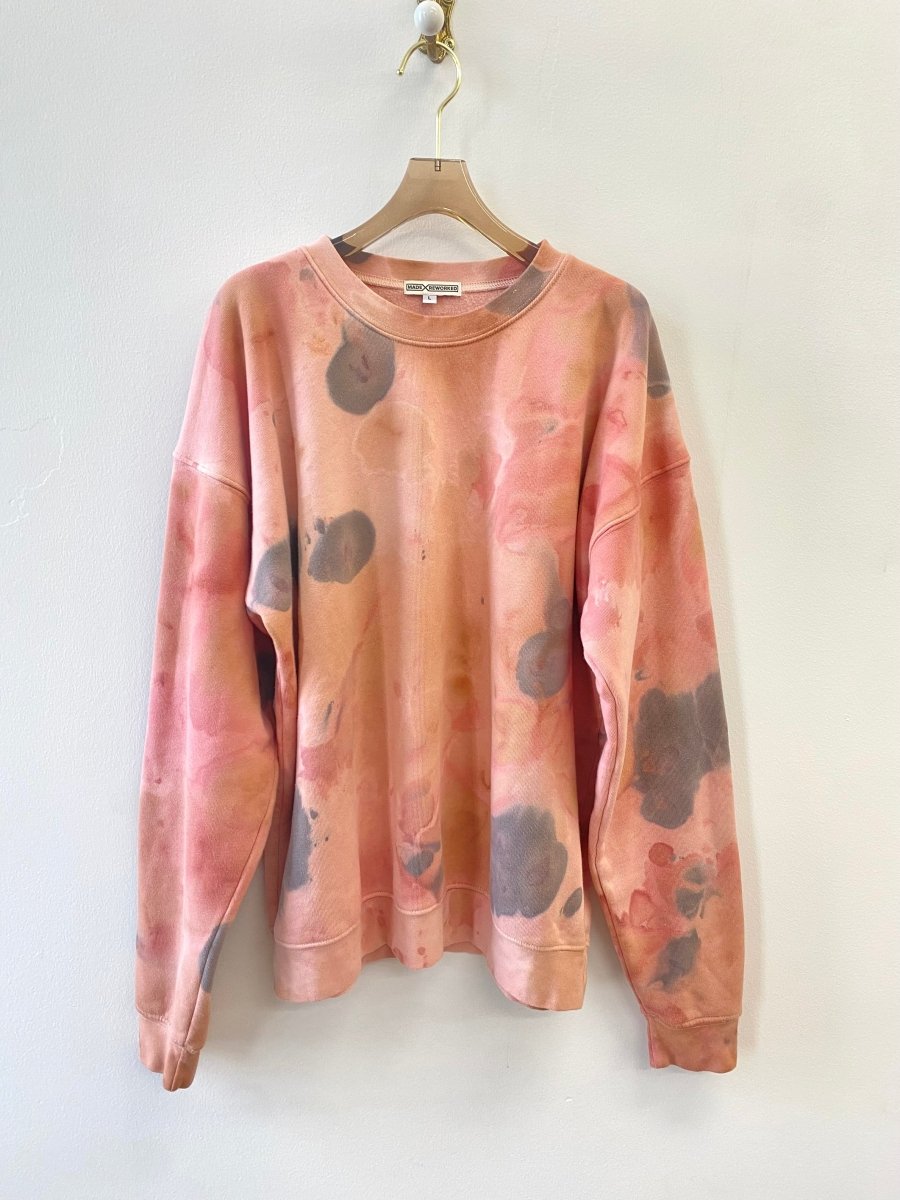 Pink & Grey Marbled Crewneck Sweatshirt (Reworked) - Made X Hudson