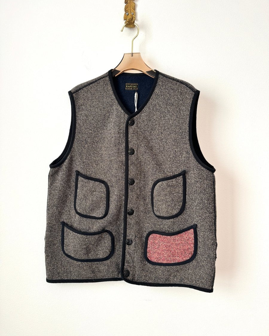 Kapital | Mulled Knit Vest With Red Pocket (Vintage) - Made X Hudson