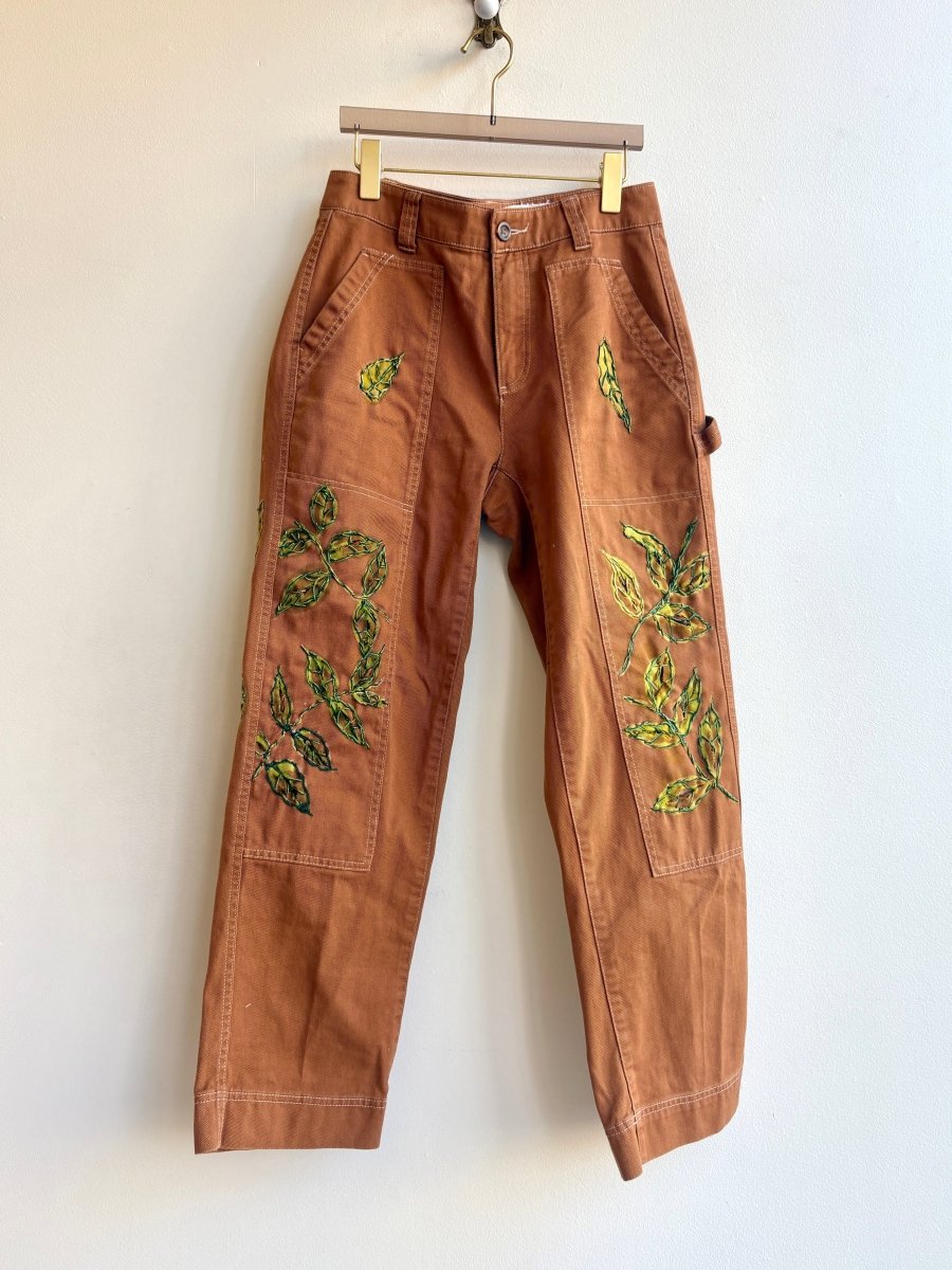 Clay Work Pants with Leaf Embroidery (Reworked) - Made X Hudson