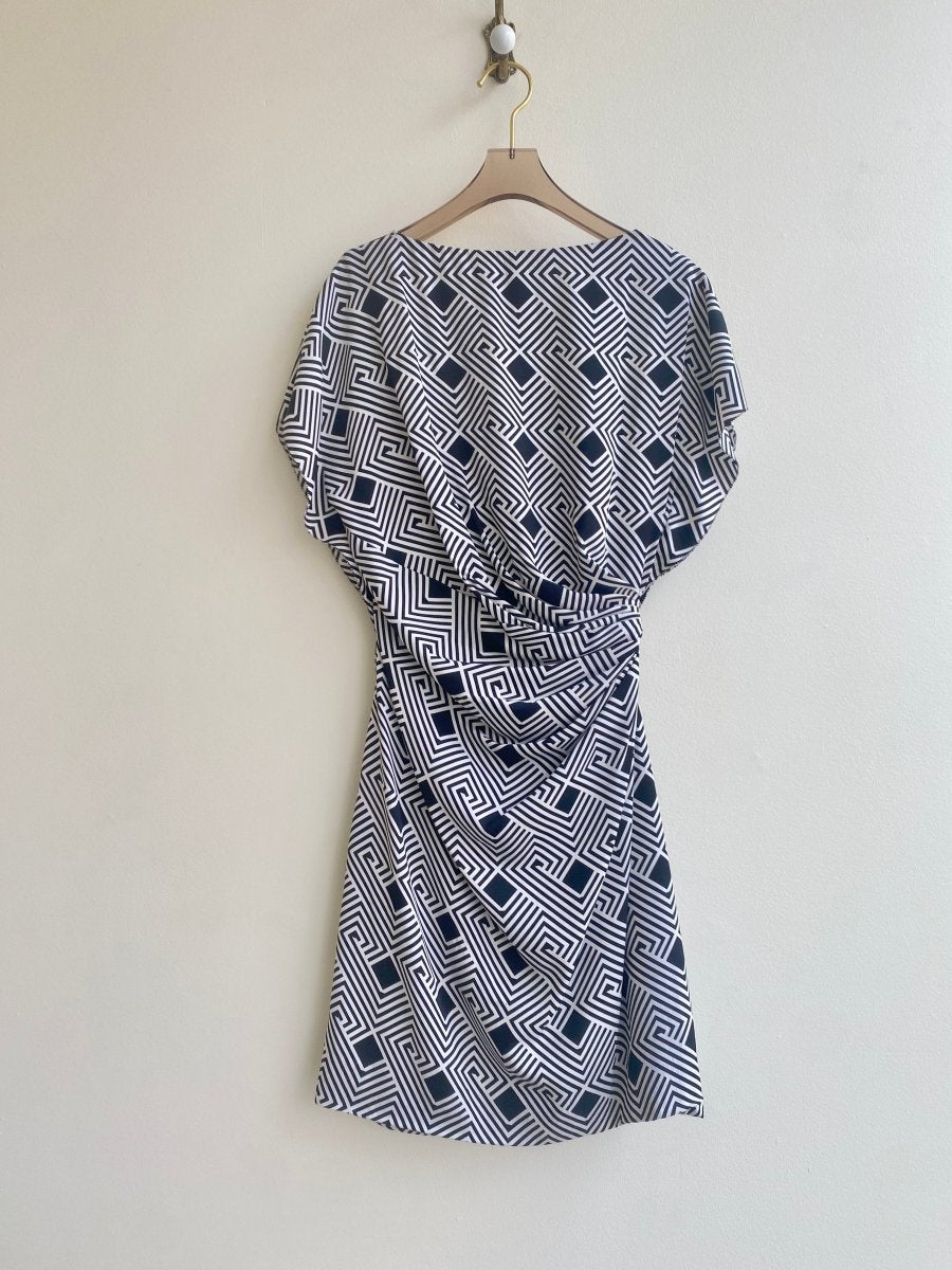 Diane Von Furstenberg | Black and White Geometric Print Dress (Vintage) - Made X Hudson