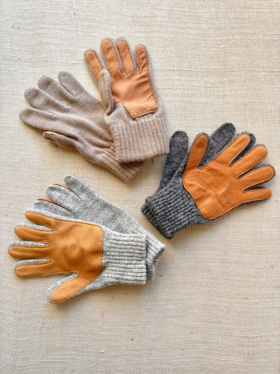 Wool Gloves w/ Leather Palms | Men’s One Size (Multiple Colors) - Made X Hudson