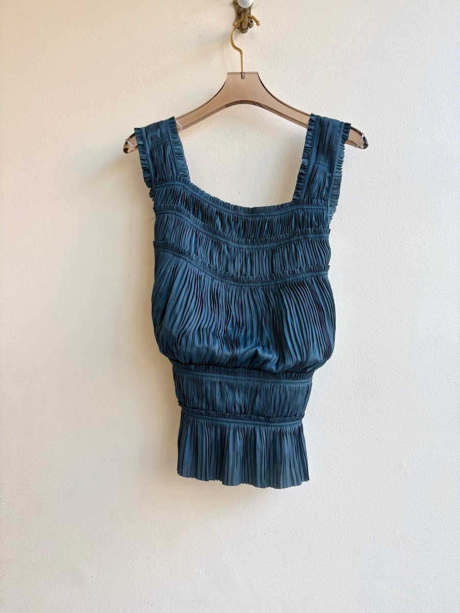 Ulla Johnson | Dark Peacock Pleated Cross Back Top (Vintage) - Made X Hudson
