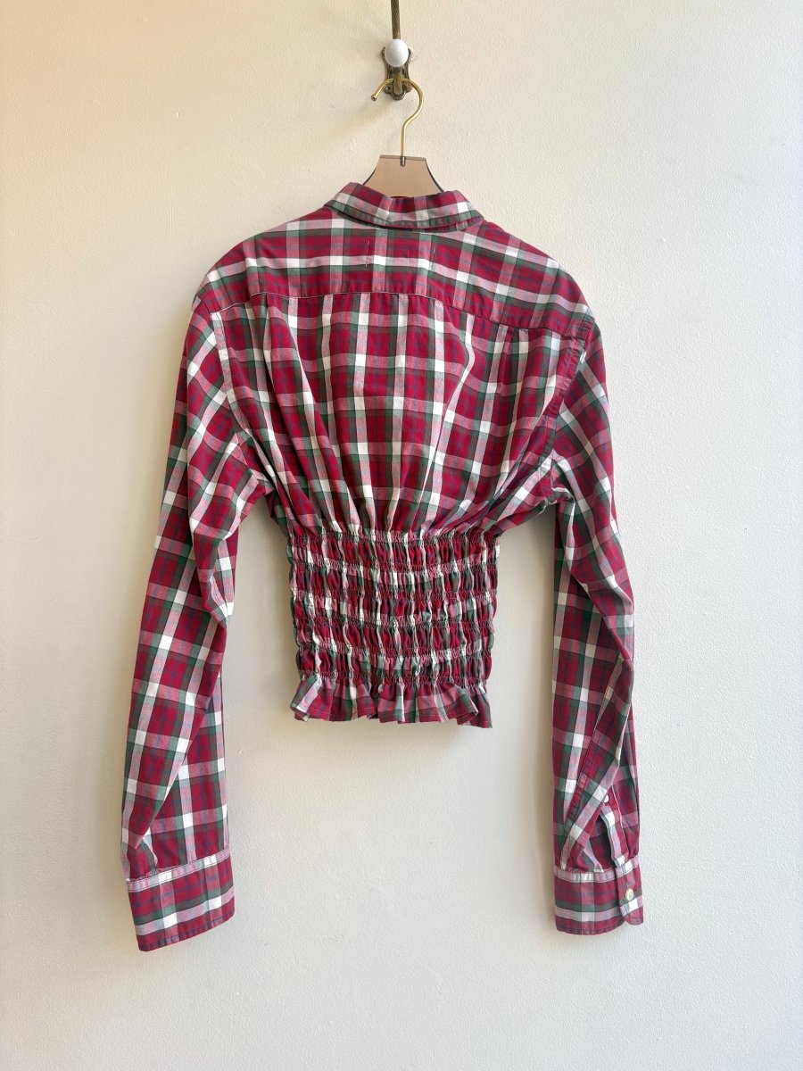 The George Top | Cranberry and Fern Green Plaid with Smocked Waist (Reworked) - Made X Hudson