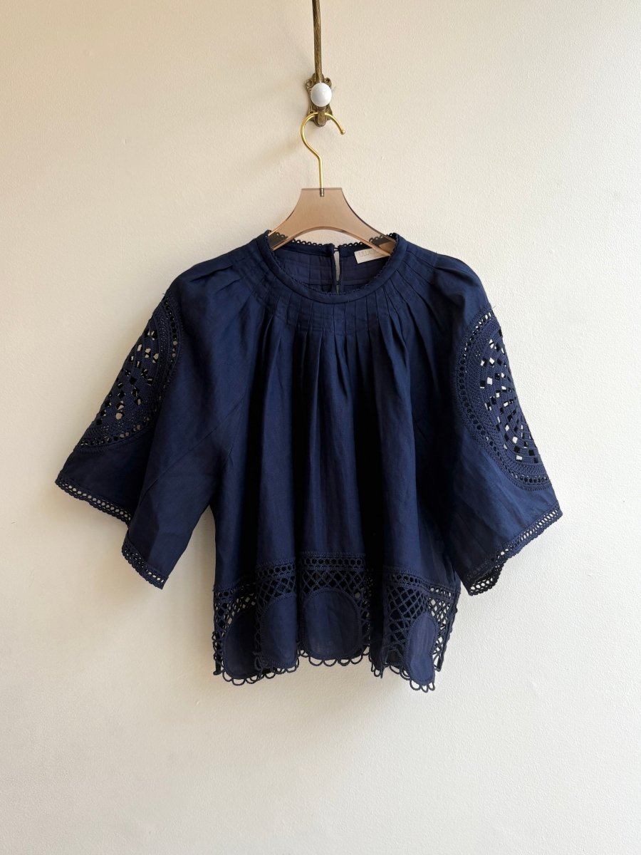 Ulla Johnson | Navy Cymbeline Top (Vintage) - Made X Hudson