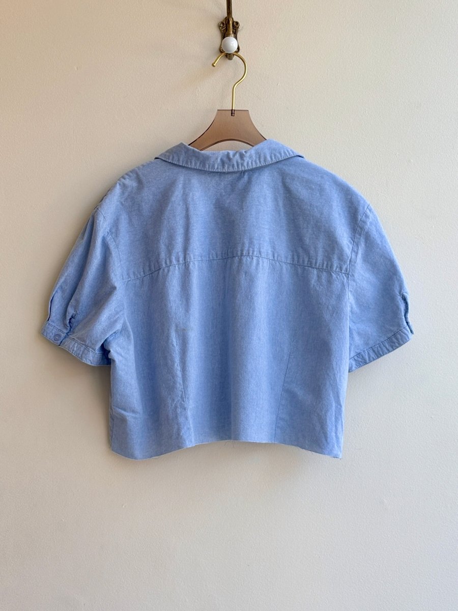 Annette Crop Light Blue Short Sleeve Top (Reworked) - Made X Hudson