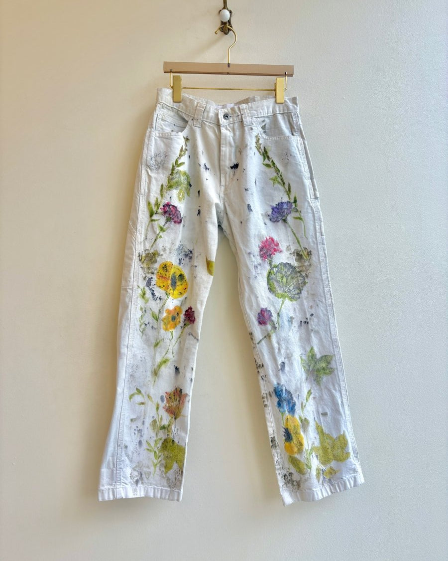 "Celosia" Mirrored Eco Printed Painter Pants | Hand Painted (Reworked) - Made X Hudson