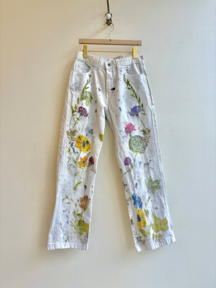 "Celosia" Mirrored Eco Printed Painter Pants | Hand Painted (Reworked) - Made X Hudson