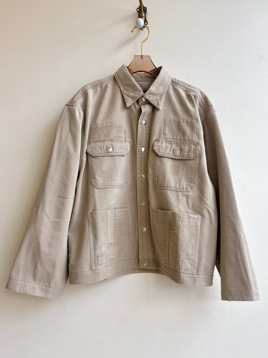 Wheat Shirtjacket w/ Tonal Star Quilt Patch and Patch Pockets (Reworked) - Made X Hudson