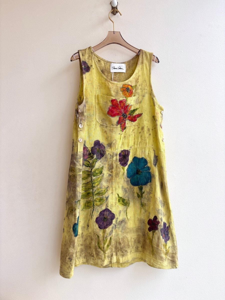 Citron and Pansy Eco-Printed Apron Dress (Reworked) - Made X Hudson