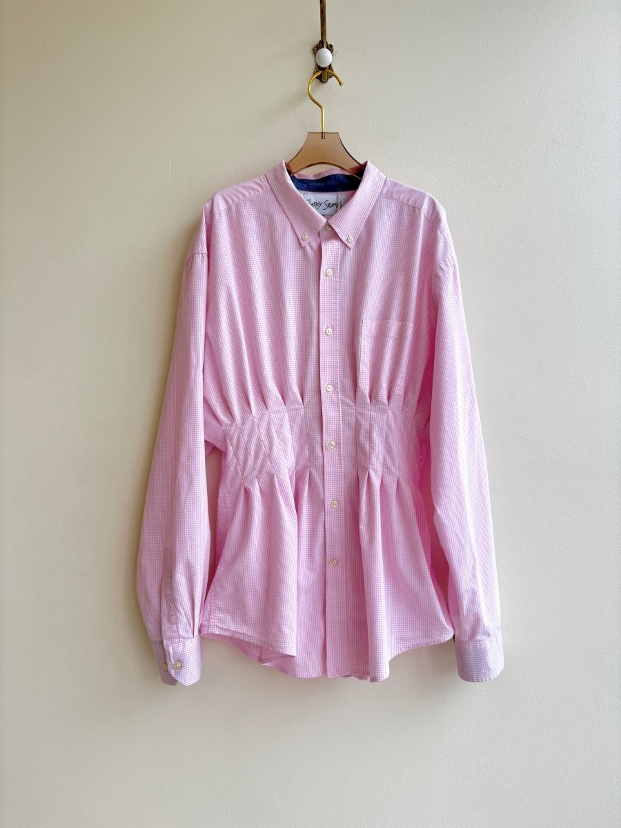 Kevin Dress | Pale Pink Mini Check Shirt Dress (Reworked) - Made X Hudson