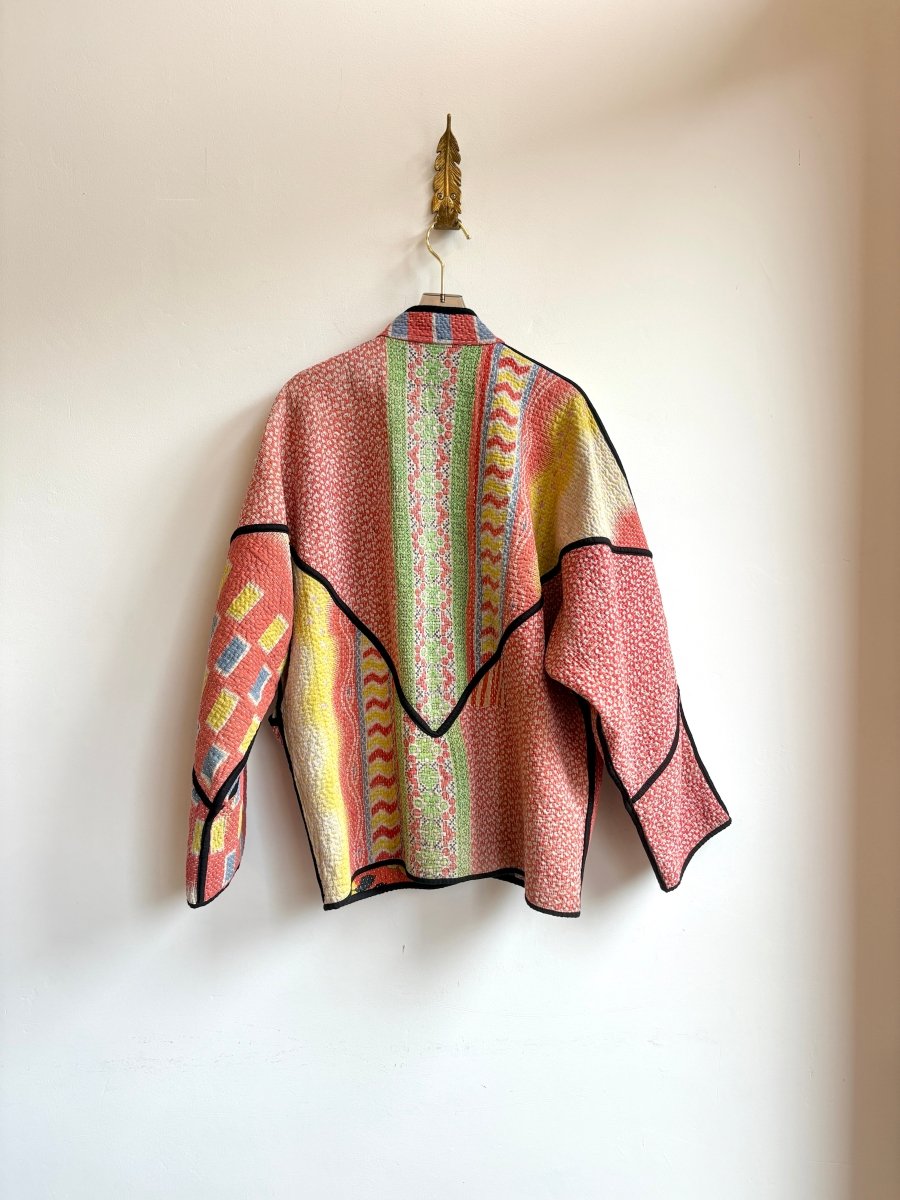 Reversible Ladhiya Quilted Jacket in Navy, Yellow, Orange, Purple & Coral, Lime, Yellow, Blue - Made X Hudson