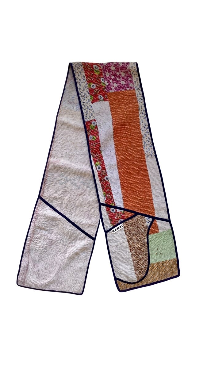 Reversible Quilted Scarf w/ Pockets in Colors Orange, Sage, Red, Brown & Flax - Made X Hudson