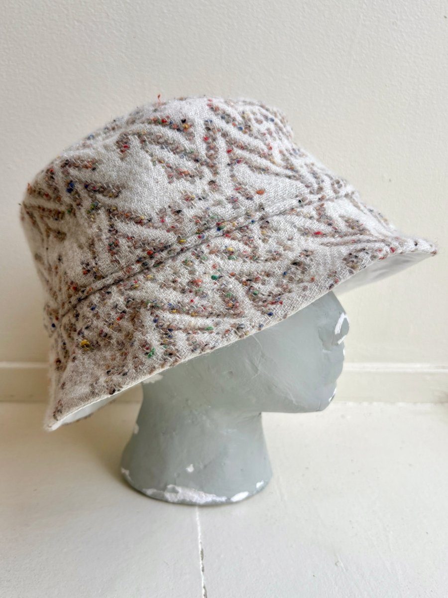 White & Flax Chevron Multi Color Speckled Deadstock Wool Bucket Hat - Made X Hudson