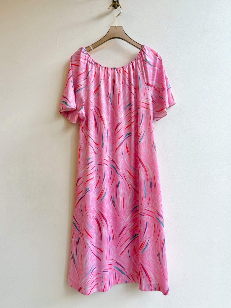 Flamingo Brushstroke Print Bell Dress (Vintage) - Made X Hudson