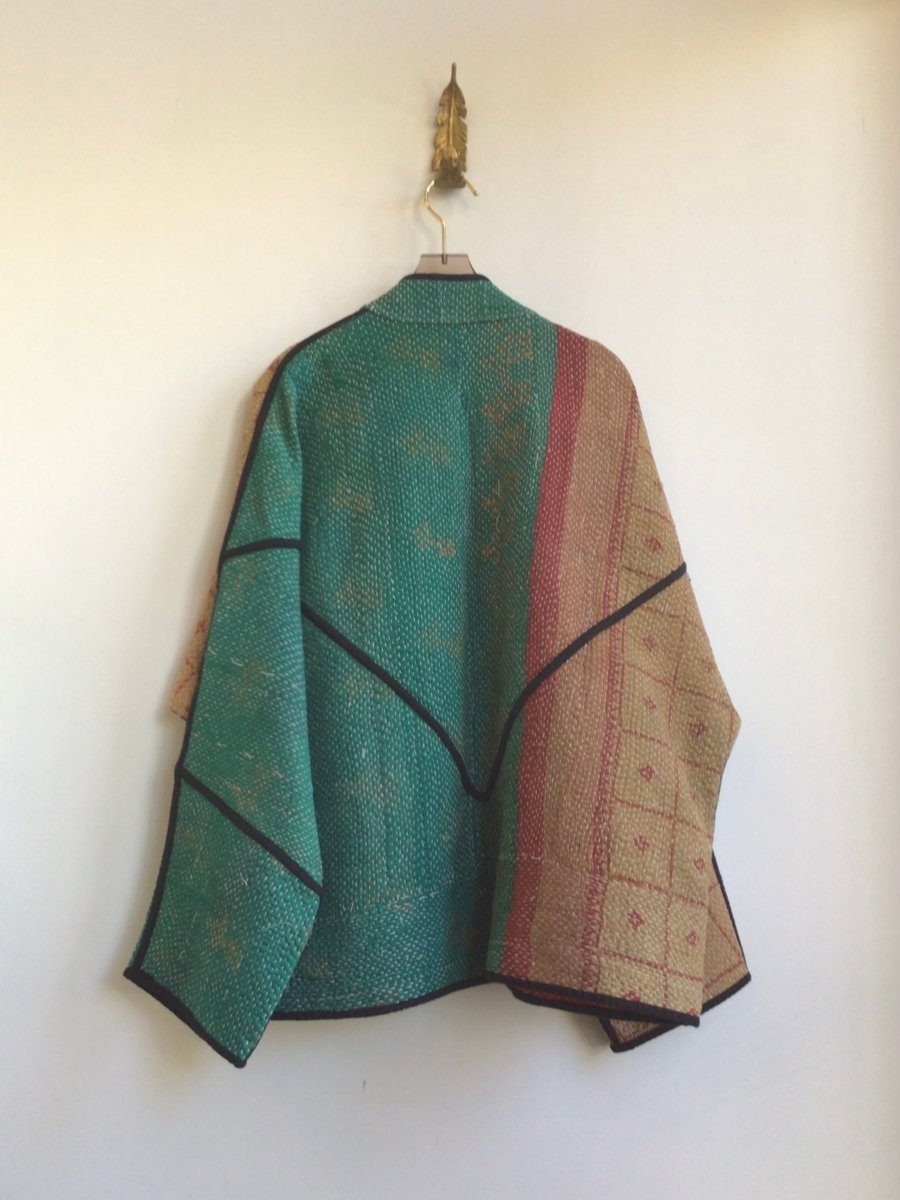 Reversible Ladhiya Quilted Jacket in Green, Beige, Rust & Lime, Red, Orange, Yellow - Made X Hudson