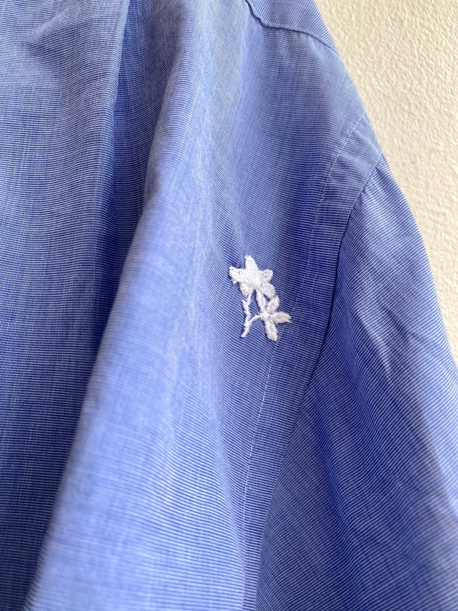 Blue Annette Crop Top w/ Flower Lace Appliqué (Reworked) - Made X Hudson