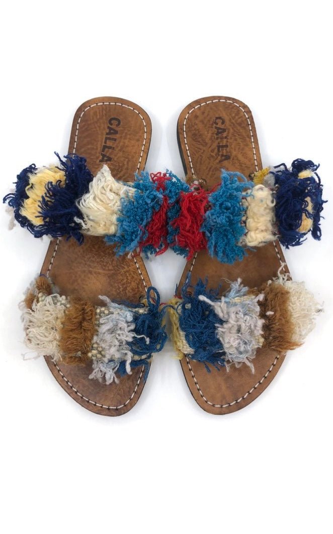 Hali Sandals “Jinsa” In Colors Navy, Pale Blue, Blue, Brown, & Red (Size 39) - Made X Hudson