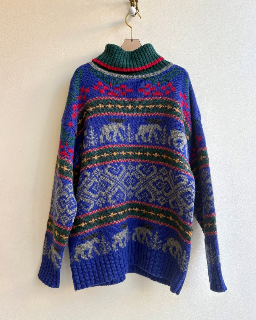 Eddie Bauer | Forest Green, Red, Blue Moose Sweater (Vintage) - Made X Hudson