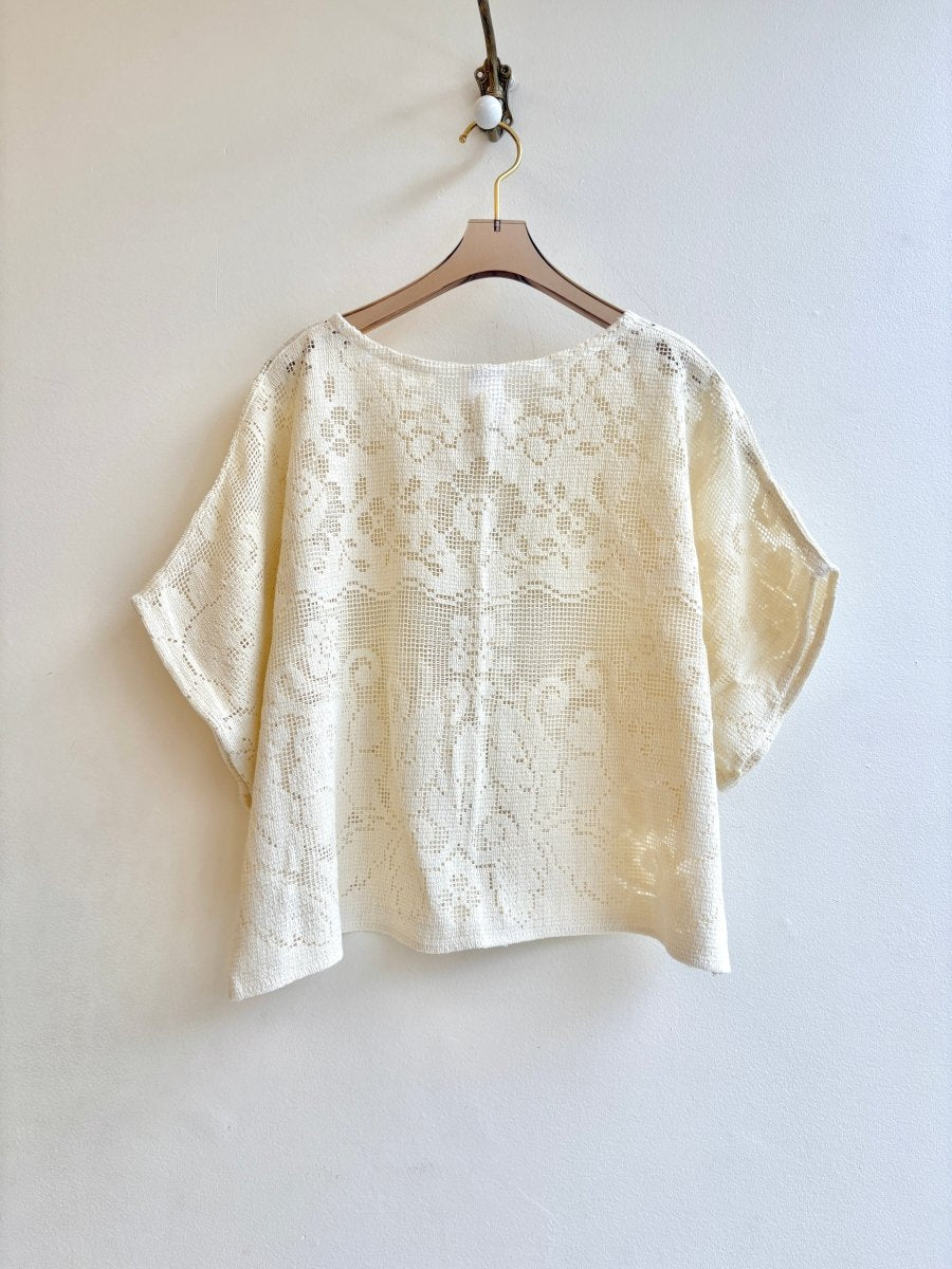Cream Rose Grid Crochet Lace | Picnic Top - Made X Hudson