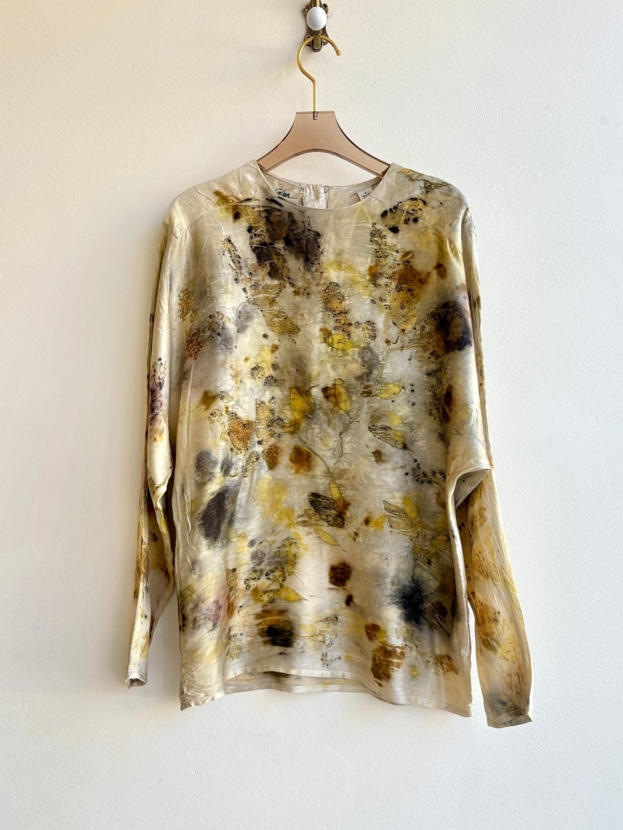 Yellow Sheen Eco Printed Dolman Sleeve Shirt (Reworked) - Made X Hudson