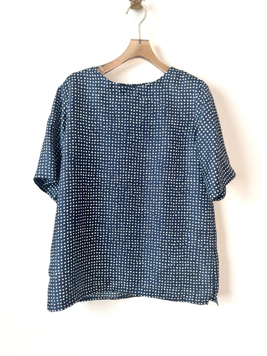 Union Top in Navy Dotted Silk - Made X Hudson