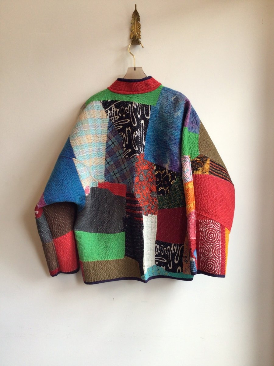 Reversible Ladhiya Quilted Jacket in Colors Red, Pink, Blue, Orange, Brown, Purple, Black & Grey and Blue Stripe, Red, Orange, Green, Blue - Made X Hudson