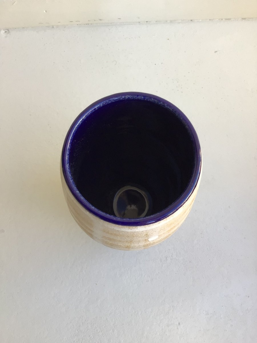 Drip with Navy Glazed Interior Decorative Vase 1 - Made X Hudson