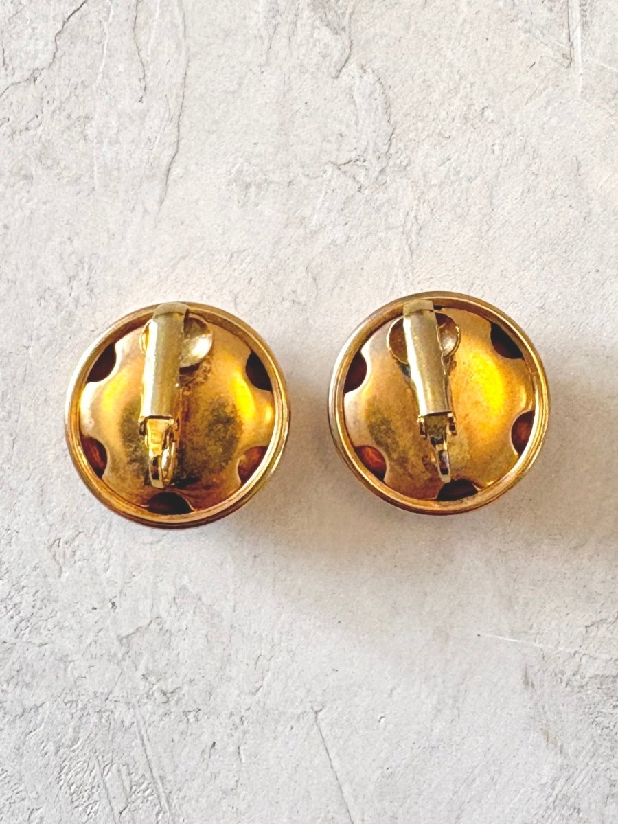 Gold Tone Mega Dome Clip On Earrings (Vintage) - Made X Hudson