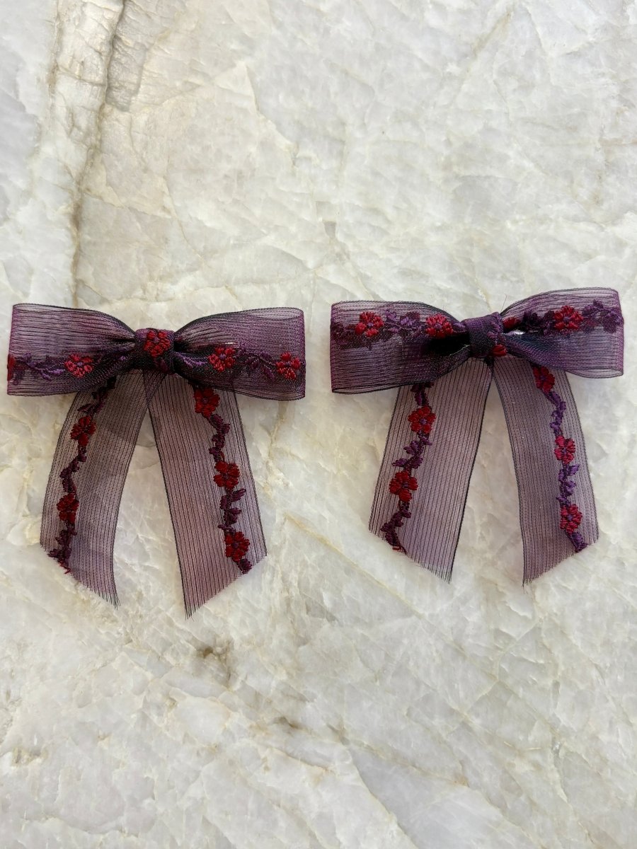 Daisies Lace Pair Bow Hair Clips (Multiple Colors) - Made X Hudson