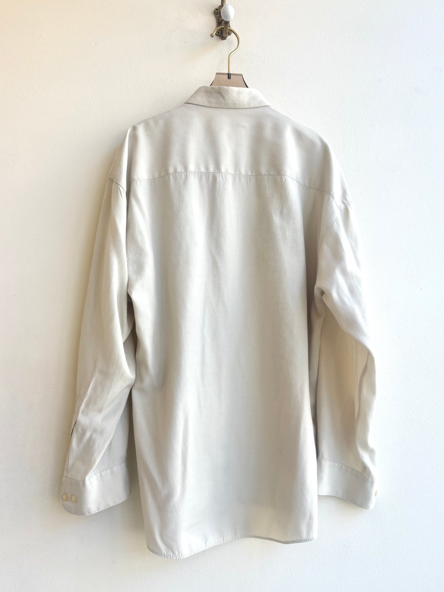 “Rachel” Soft Ecru Green Carrot Print Shirt (Reworked) - Made X Hudson