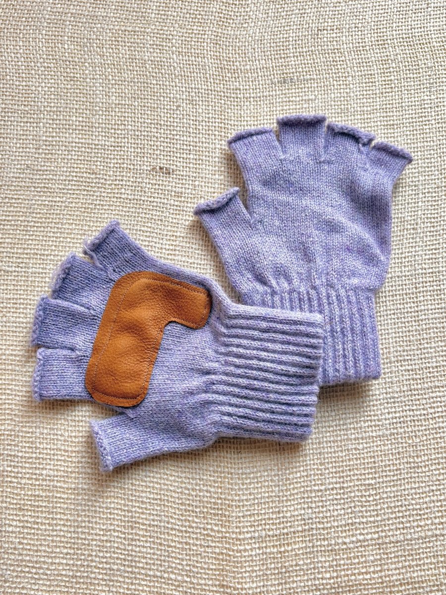Fingerless Wool Gloves w/ Leather Palms | Womens One Size (Multiple Colors) - Made X Hudson