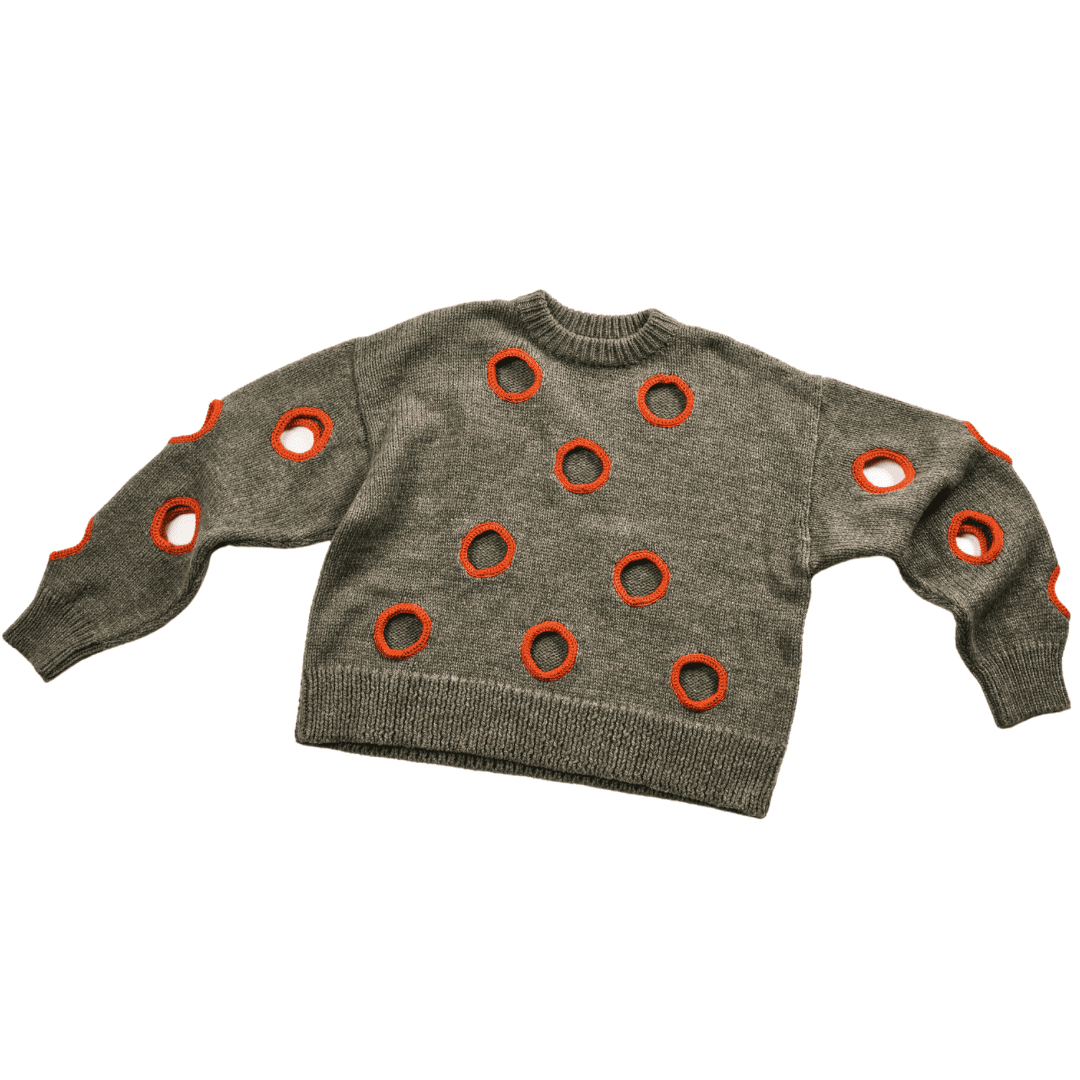 Brown & Orange Hole Knit Sweater - Made X Hudson