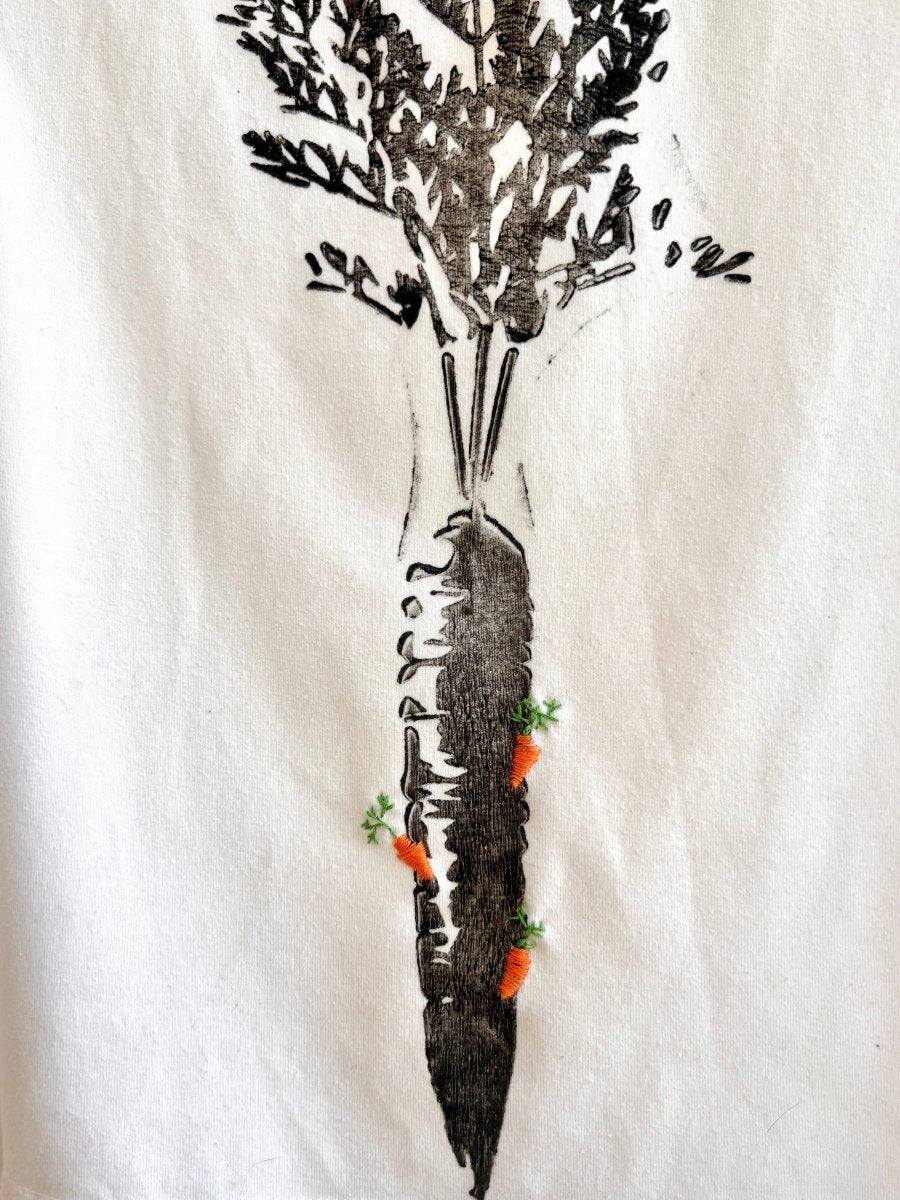 “Jude” White Green/Orange Embroidered & Stamped Carrot Print Tank (Reworked) - Made X Hudson