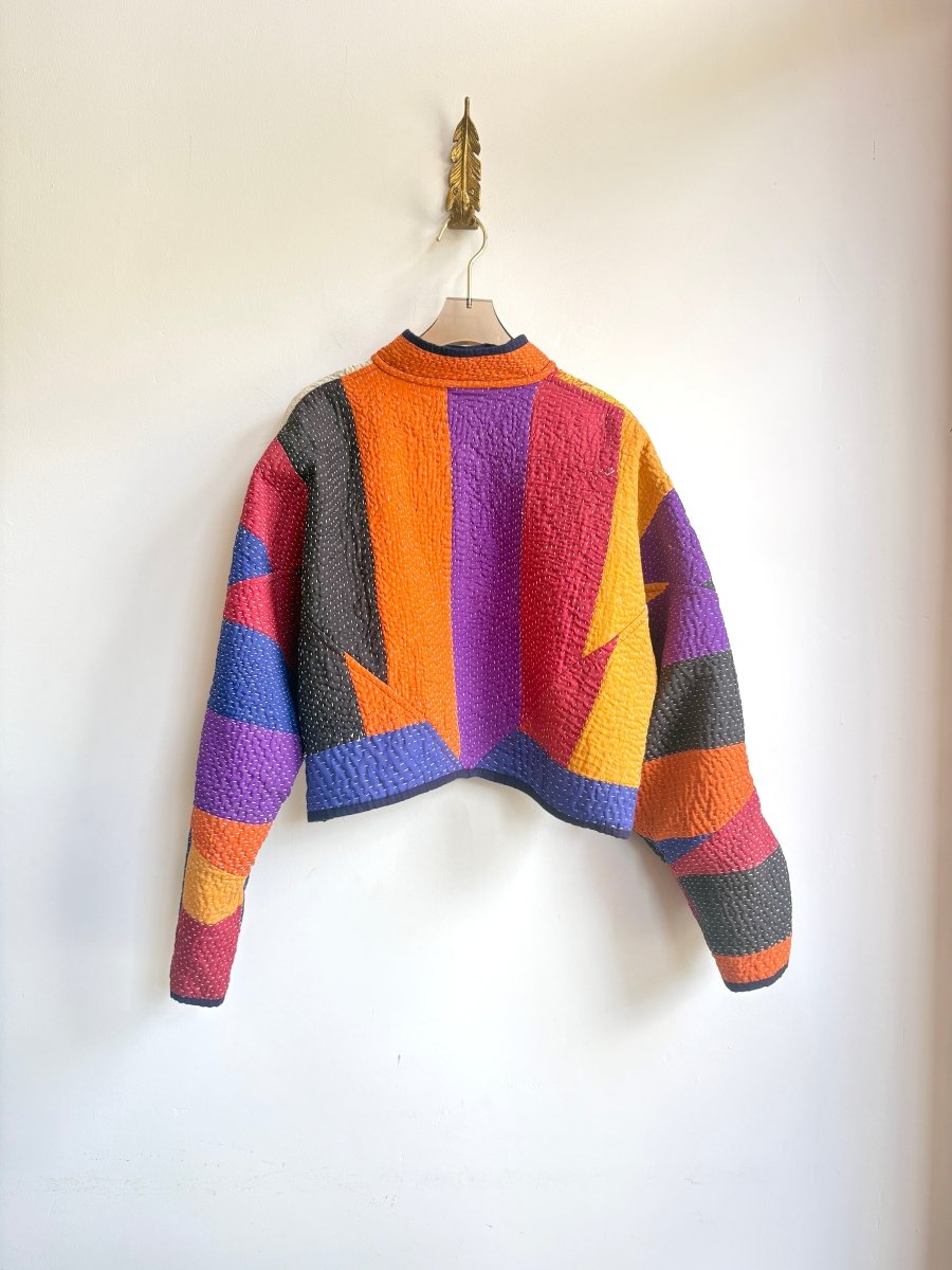 Reversible Kaira Quilted Cropped Jacket in Colors Lavender, Beige, Orange, Teal & Purple, Red, Orange, Black - Made X Hudson