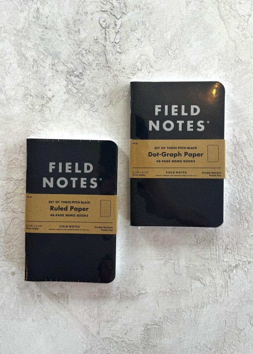 Field Notes Black Cover 3 Pack (Multiple Styles) - Made X Hudson
