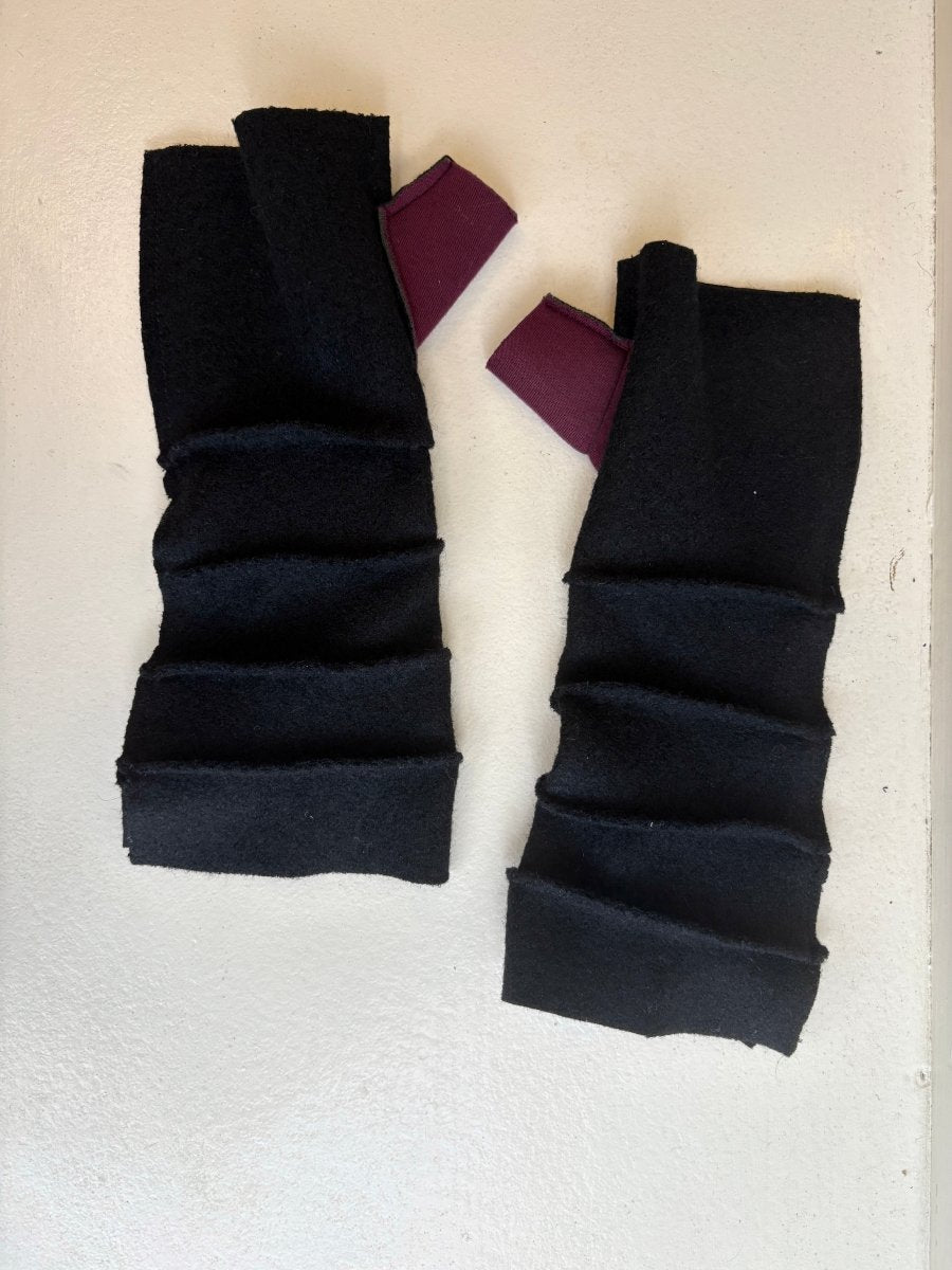 Black Wool Fingerless Mittens - Made X Hudson