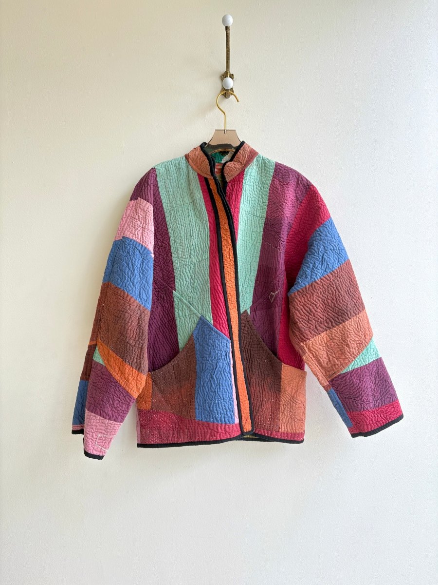 Reversible Ladhiya Quilted Jacket in Tan, Peach, Blue, Green & Red, Purple, Mint, Brown - Made X Hudson