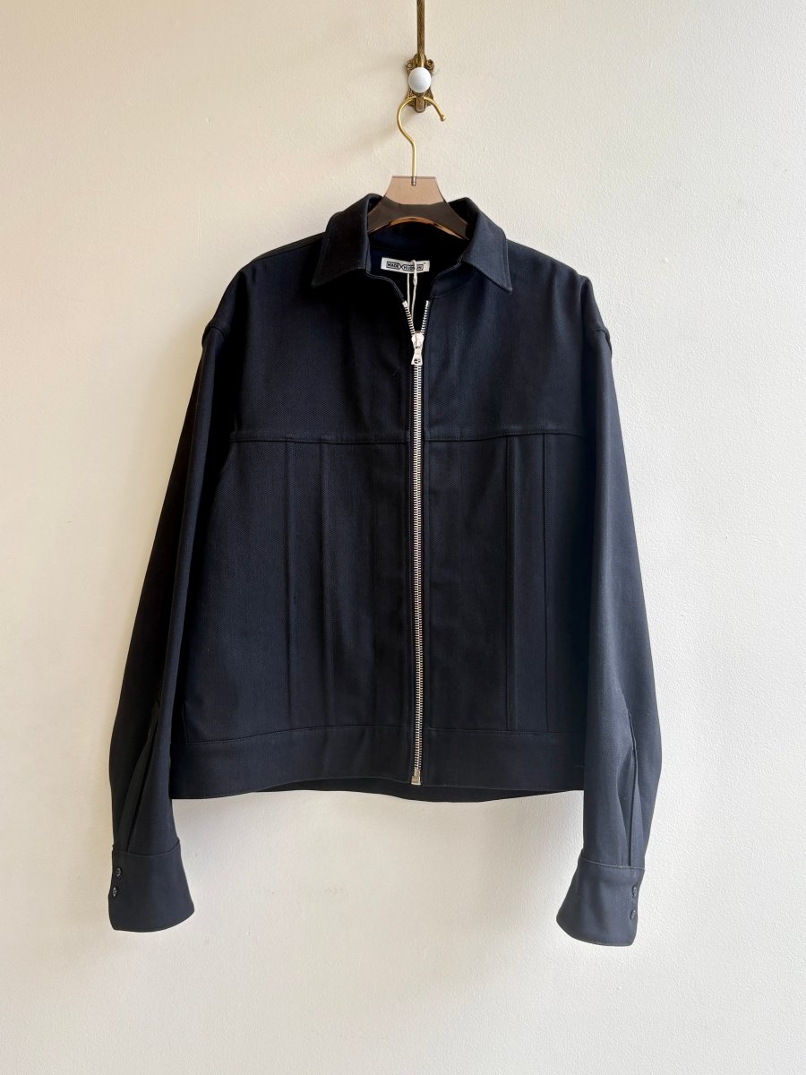 Black Cotton Canvas Zip - Up Leisure Jacket - Made X Hudson