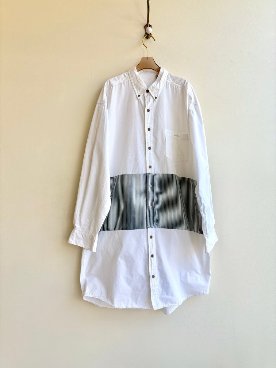 White & Green Stripe Des Dress (Reworked) - Made X Hudson
