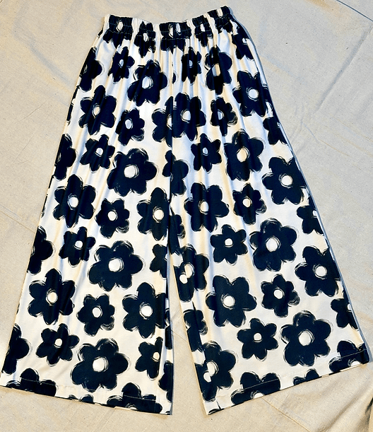 Black Flower Wide Leg Pant - Made X Hudson