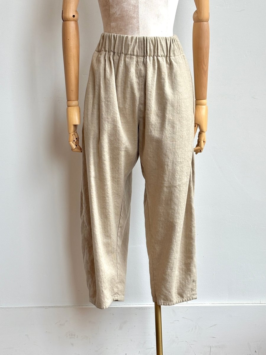 Khaki Herringbone Tweed Linen & Wool Studio Pant - Made X Hudson