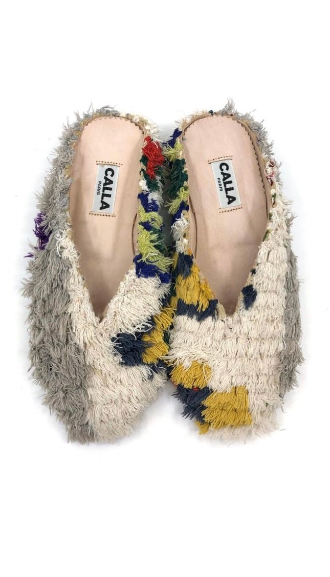 Aili Babouche “Poros” Mules In Colors Grey, Cream, Mustard & Slate (Size 39) - Made X Hudson