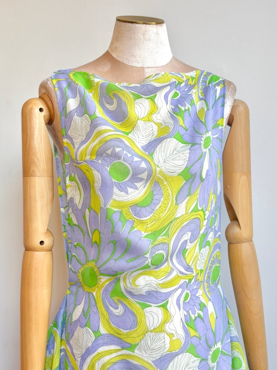Zero - Waste Dress in Lavender and Citron Flower Sketch - Made X Hudson