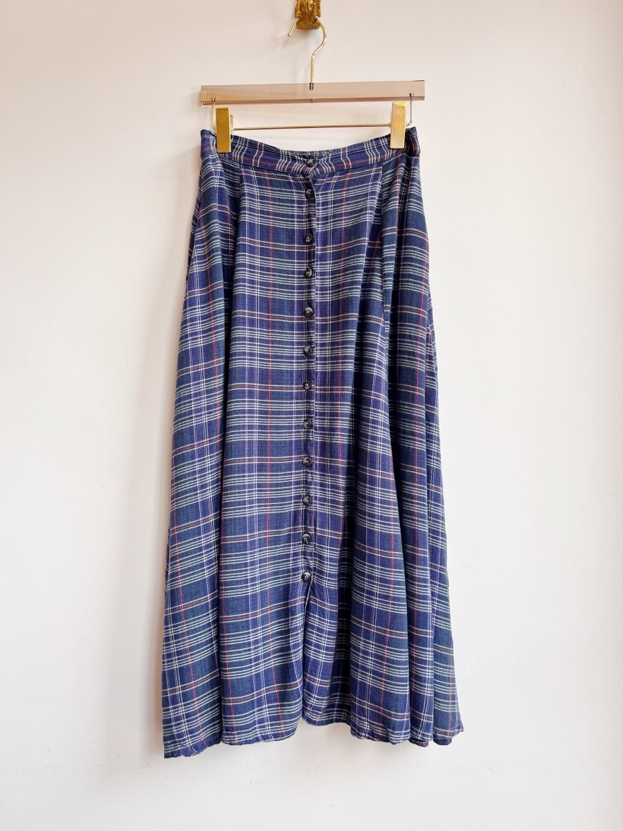 B. Moss | Blue Plaid Midi Skirt (Vintage) - Made X Hudson