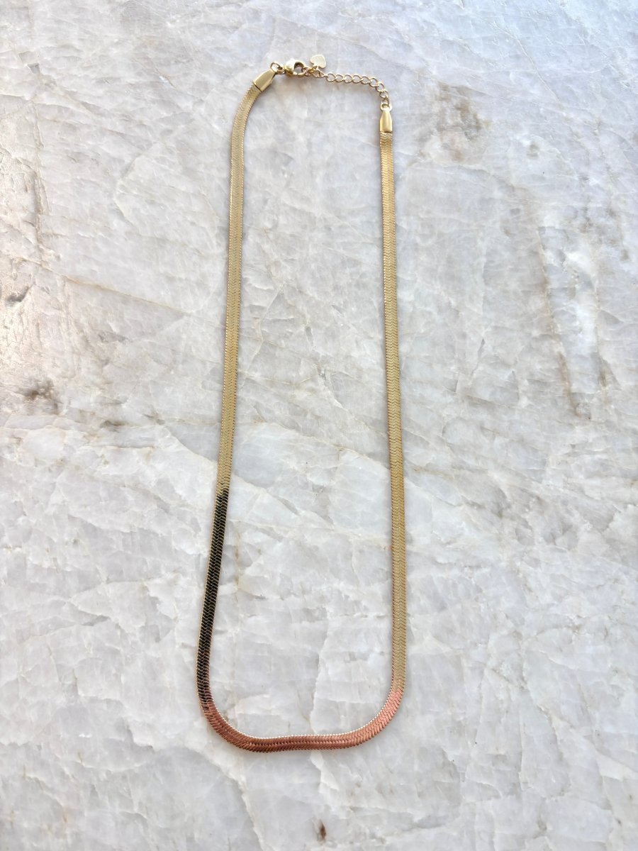 18k Gold Fill 2.5mm Herringbone Necklace (18" with extender to 19.5") - Made X Hudson