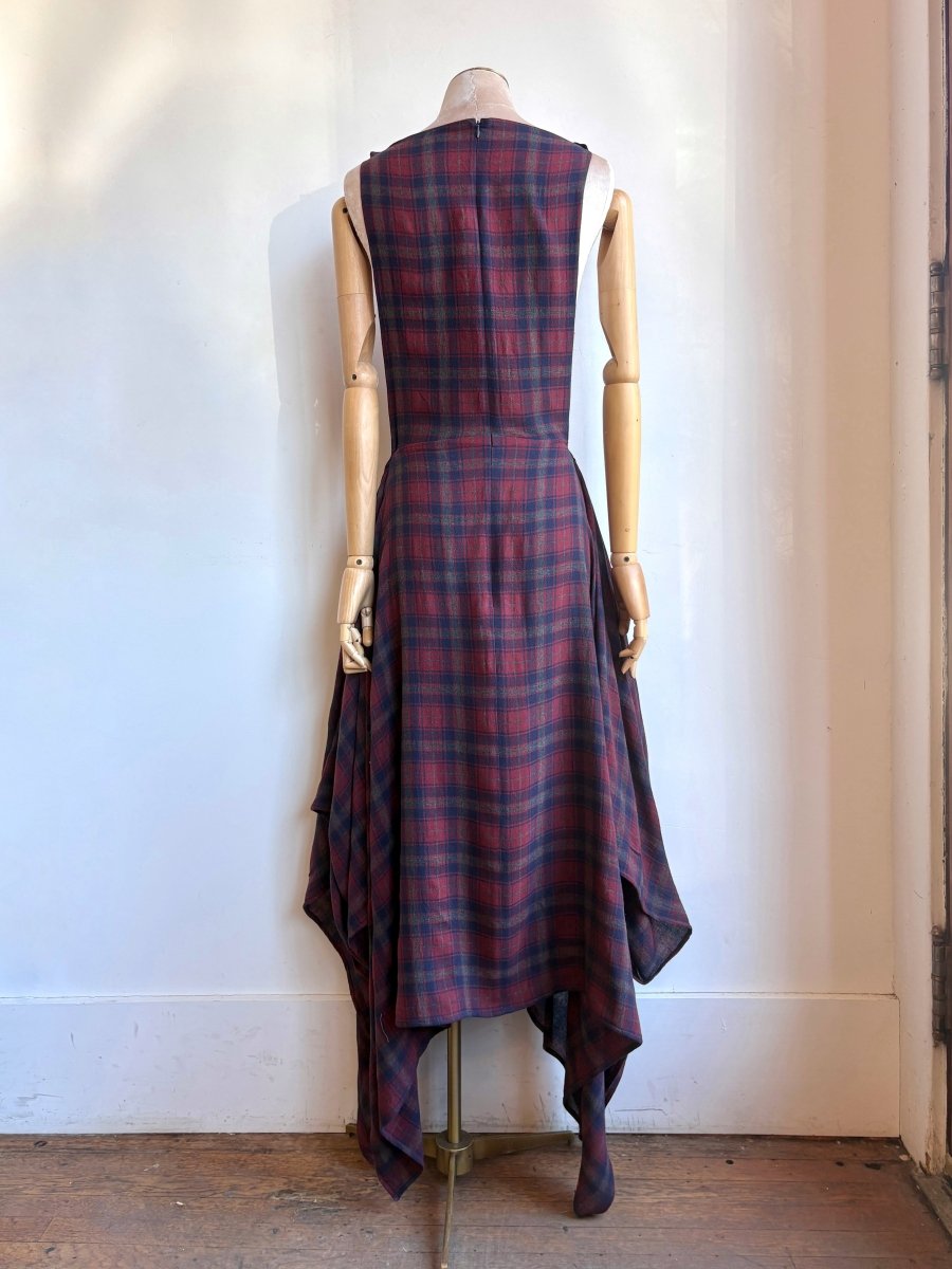 Zero - Waste Dress in Red, Blue, and Grey Plaid - Made X Hudson