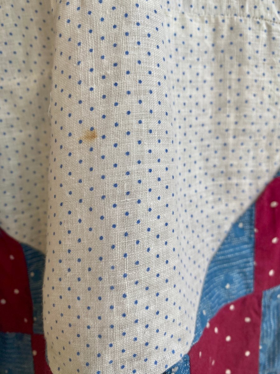 Blue Indigo & Burgundy Dotted Quilt Box Top w/ 3/4 Sleeves - Made X Hudson